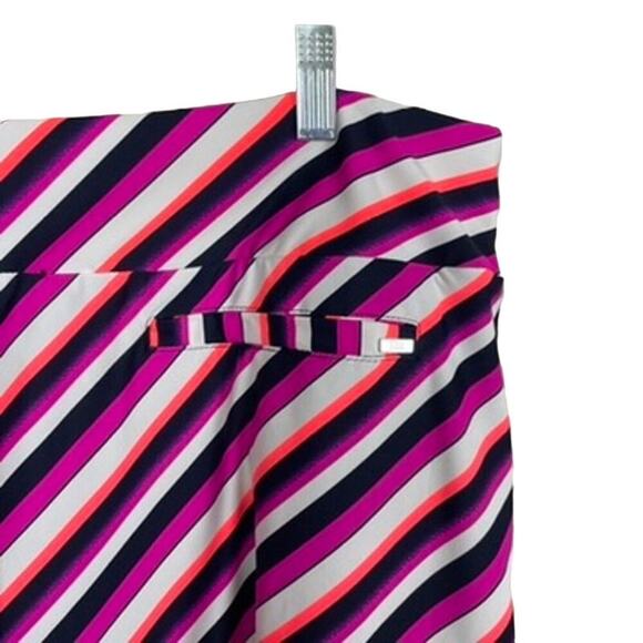 Tail Skort XL Fuchsia Orange Black Striped Side Pleat Skirt w/ Pockets - Picture 5 of 8